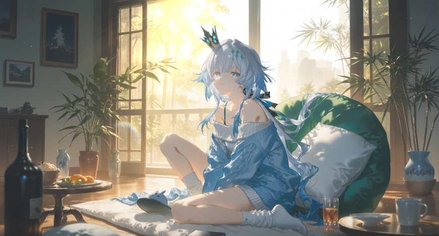 崩坏星穹铁道刻律德菈居家蓝发少女阳光房动漫壁纸