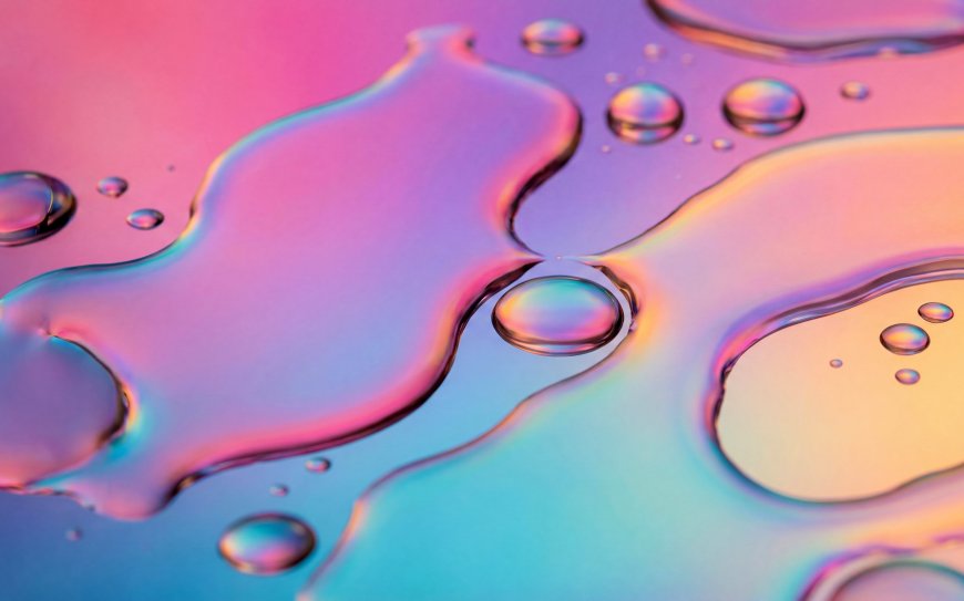 炫彩水滴油膜抽象艺术粉蓝渐变创意电脑壁纸