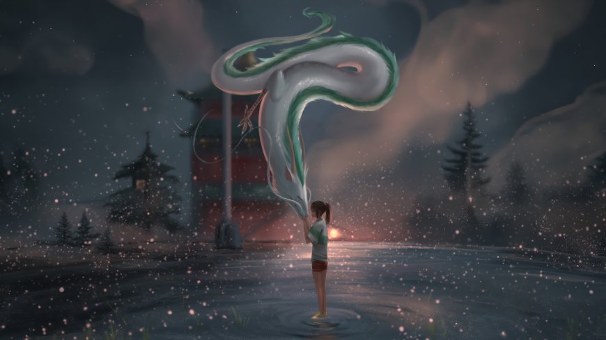 千与千寻千寻白龙雪夜互动奇幻场景动漫少女电脑壁纸