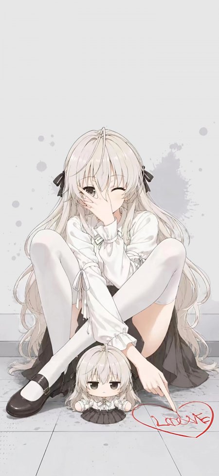 缘之空春日野穹少女坐姿眨眼动漫手机壁纸