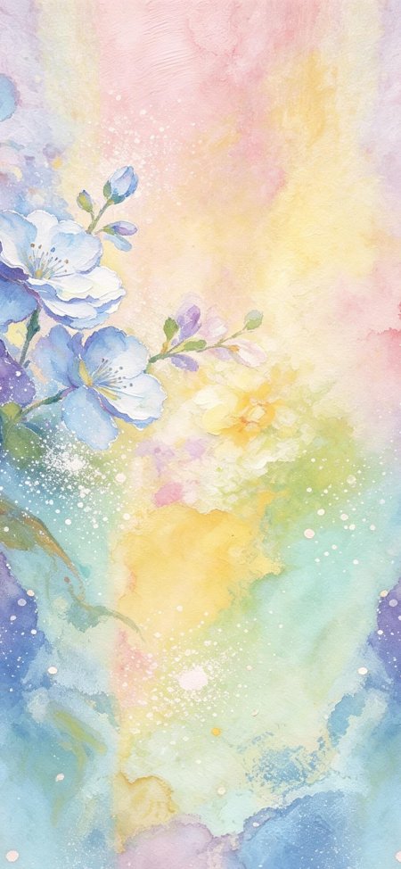 彩虹水彩花卉渐变色彩斑斓艺术手机壁纸
