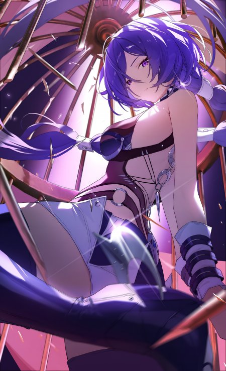 崩坏星穹铁道黄泉紫发持伞机械装束冷酷少女动漫手机壁纸