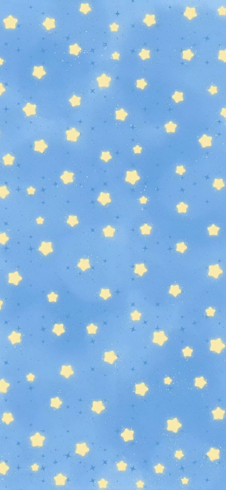 蓝天黄色星星点缀卡通可爱创意手机壁纸