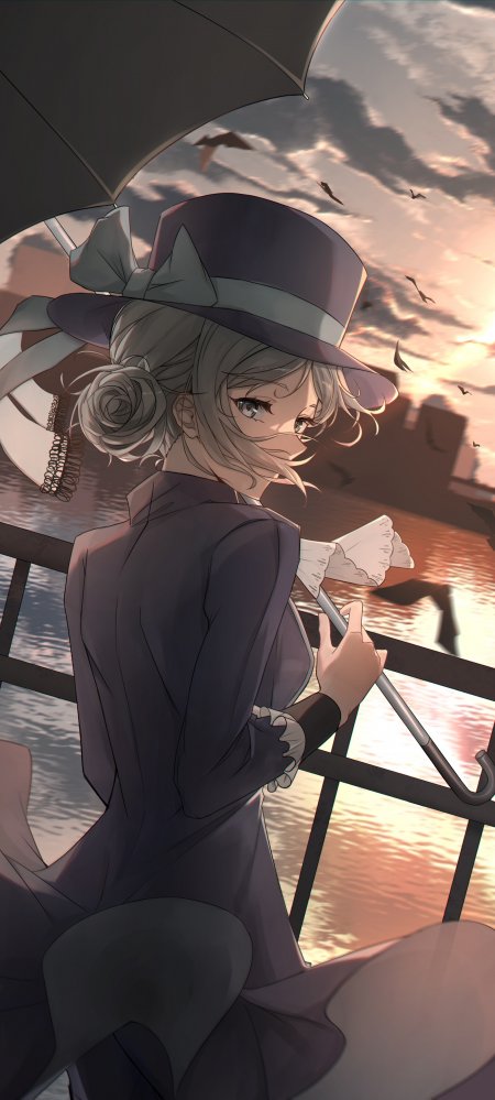 重返未来1999维尔汀撑伞夕阳少女游戏手机壁纸