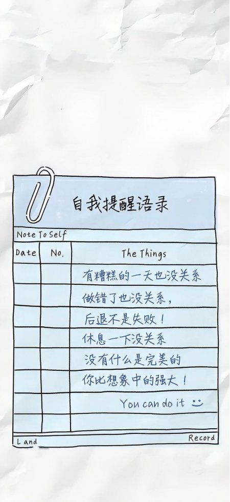 蓝色便签自我提醒语录做错了也没关系鼓励创意手机壁纸