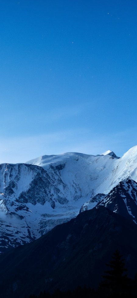 雪山星空深蓝夜空自然风光风景手机壁纸