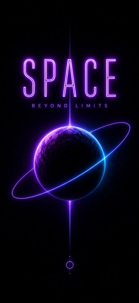 紫色霓虹SPACE星球光环赛博朋克科幻创意手机壁纸