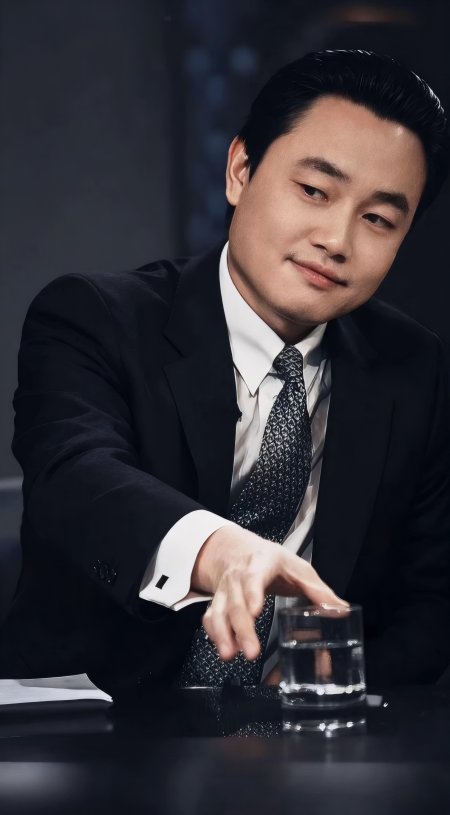 黄光裕西装伸手触碰水杯商务人物摄影手机壁纸