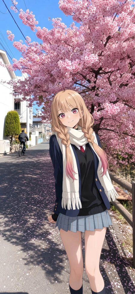 喜多川海梦樱花街道JK制服少女动漫手机壁纸