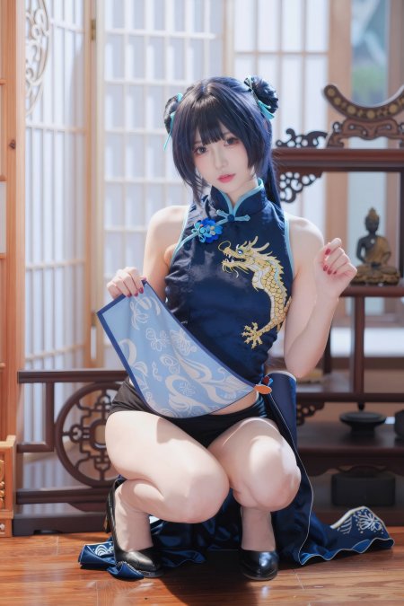妃咲蓝龙旗袍少女中式古风cosplay动漫手机壁纸