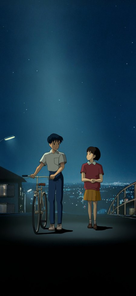 侧耳倾听天泽圣司月岛雯星空下推车吉卜力动漫插画电脑壁纸