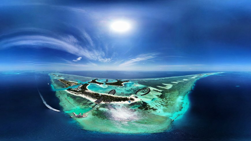 马尔代夫双鱼岛航拍碧海蓝天风景电脑壁纸