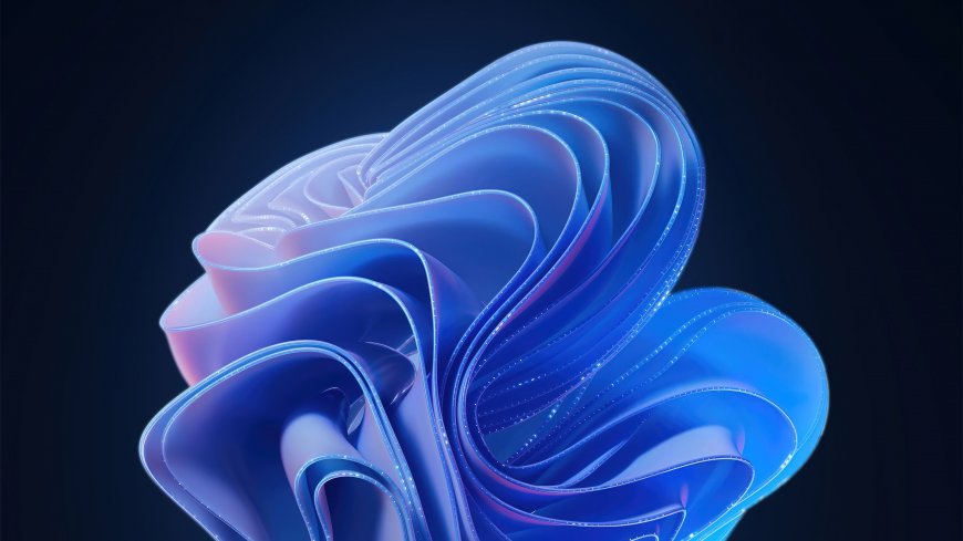 深蓝背景蓝色花瓣3D抽象立体创意电脑壁纸