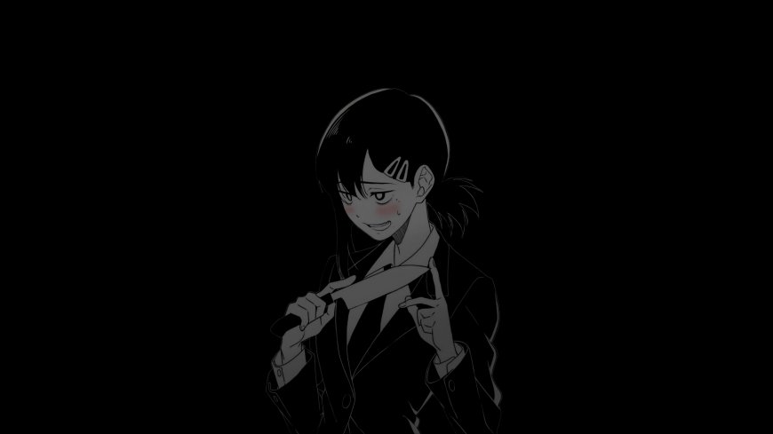 电锯人东山小红持刀微笑暗黑系动漫少女电脑壁纸