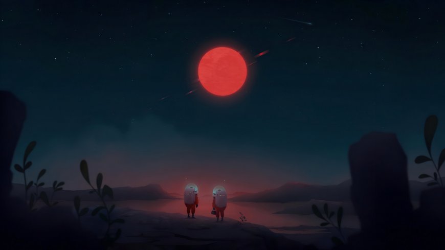 宇航员红色星球星空下探索宇宙科幻创意电脑壁纸