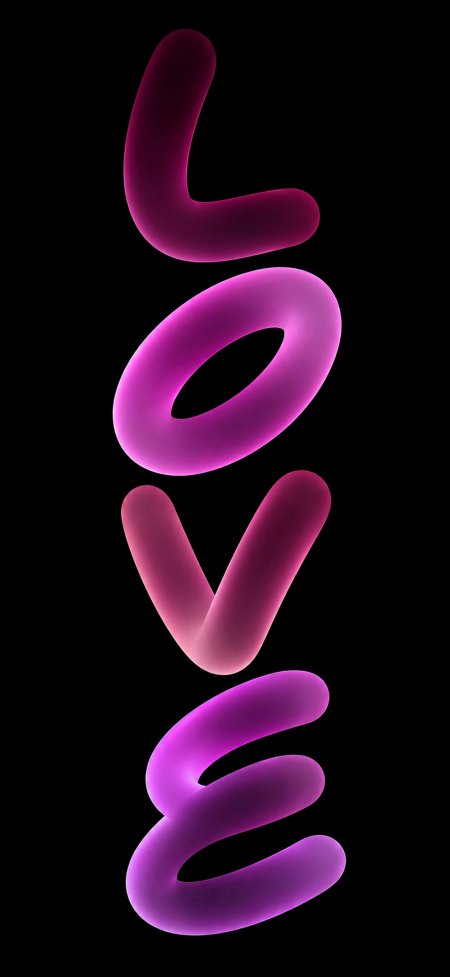紫色霓虹灯管LOVE字母极简浪漫创意手机壁纸