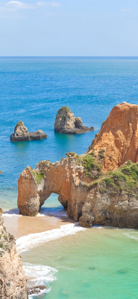 葡国岩拱碧海金沙绝美海岸风光风景手机壁纸