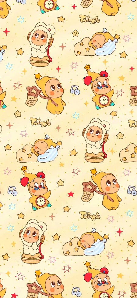泡泡玛特星星人美味时刻系列满铺可爱卡通创意手机壁纸