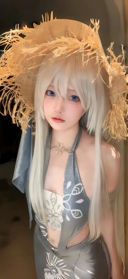 永劫无间顾清寒cosplay银发草帽少女动漫手机壁纸
