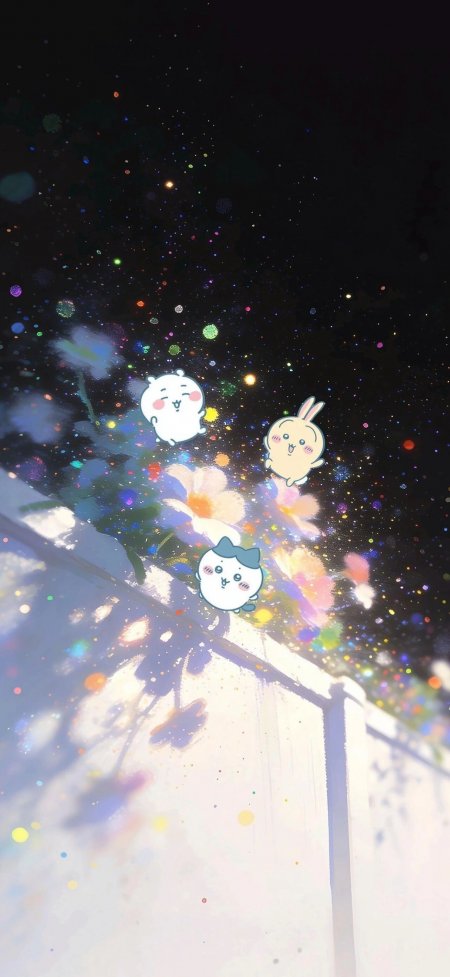 吉伊卡哇星空花朵治愈系动漫手机壁纸