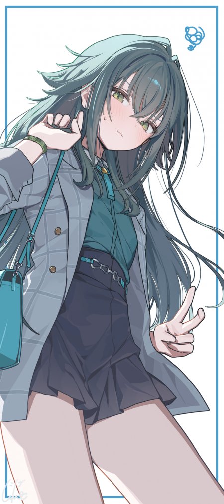 月村手毬绿发校服比手势学园偶像大师动漫手机壁纸