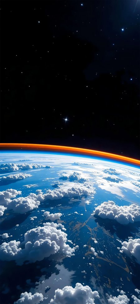 地球大气层边缘星空云海壮丽宇宙风光风景手机壁纸