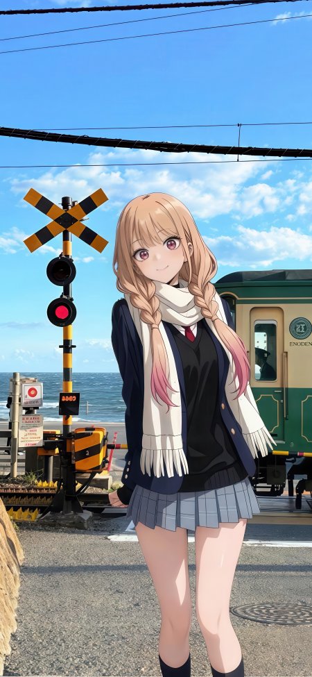 更衣人偶坠入爱河喜多川海梦海边铁路口少女动漫手机壁纸