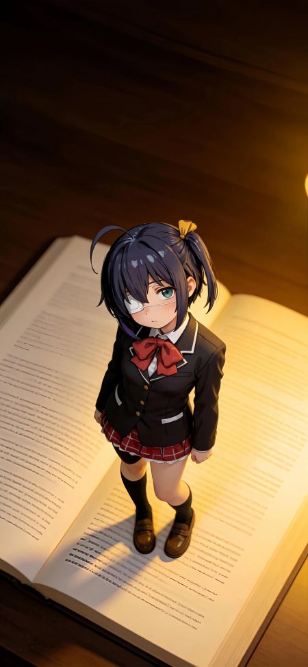 小鸟游六花站在打开的书本上中二病也要谈恋爱少女动漫手机壁纸