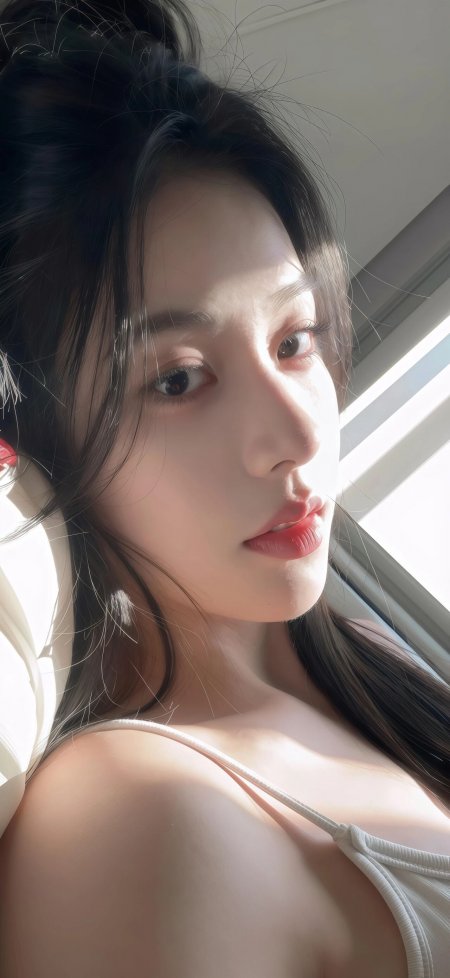 阳光洒落美女侧脸特写温柔光影人物摄影手机壁纸