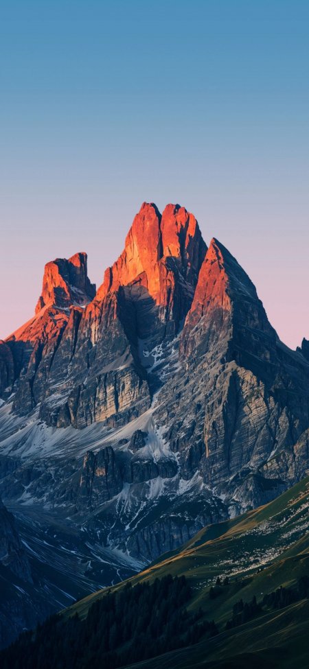 夕阳染红山峰壮丽自然风光风景手机壁纸