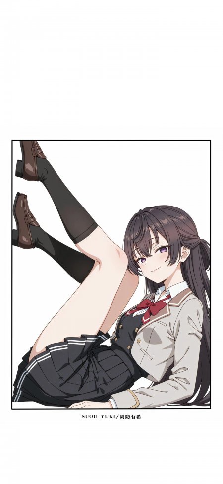 周防有希校服躺姿微笑艾莉同学动漫手机壁纸