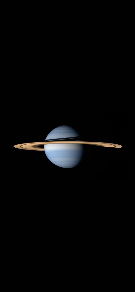 深邃宇宙蓝色土星环悬浮暗黑背景科幻天文风景手机壁纸