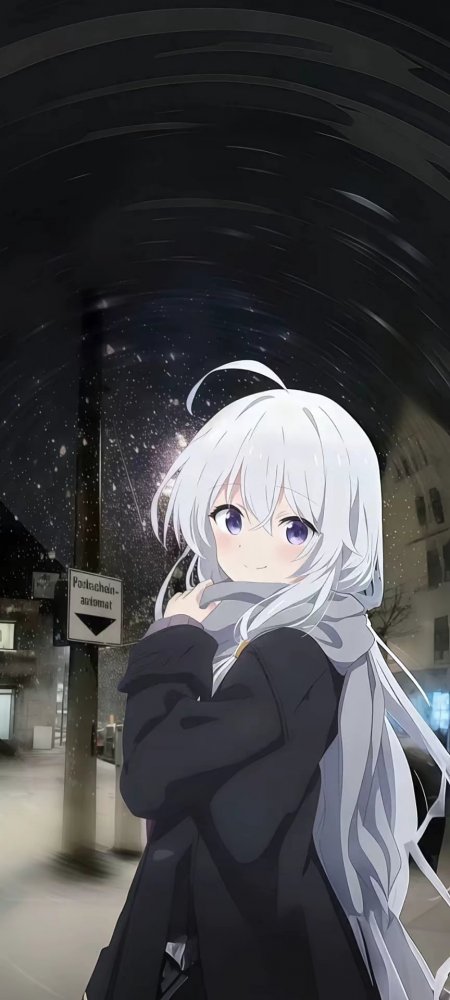 魔女之旅伊蕾娜雪夜街头回眸动漫少女手机壁纸