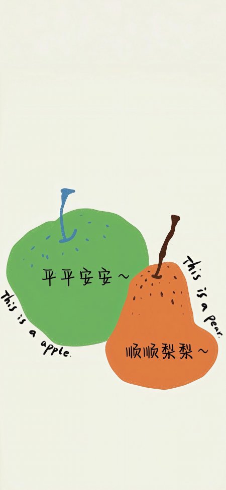 平平安安顺顺梨梨水果插画创意手机壁纸