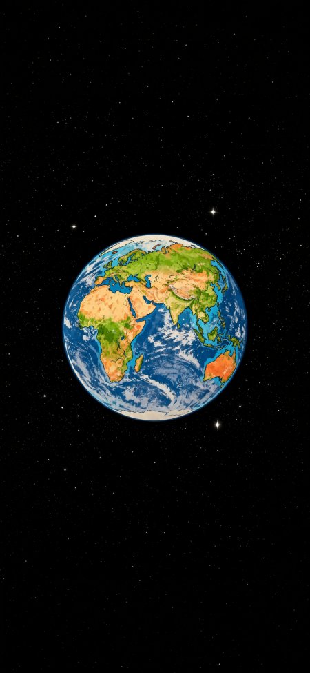 黑色星空背景地球悬浮科幻创意手机壁纸