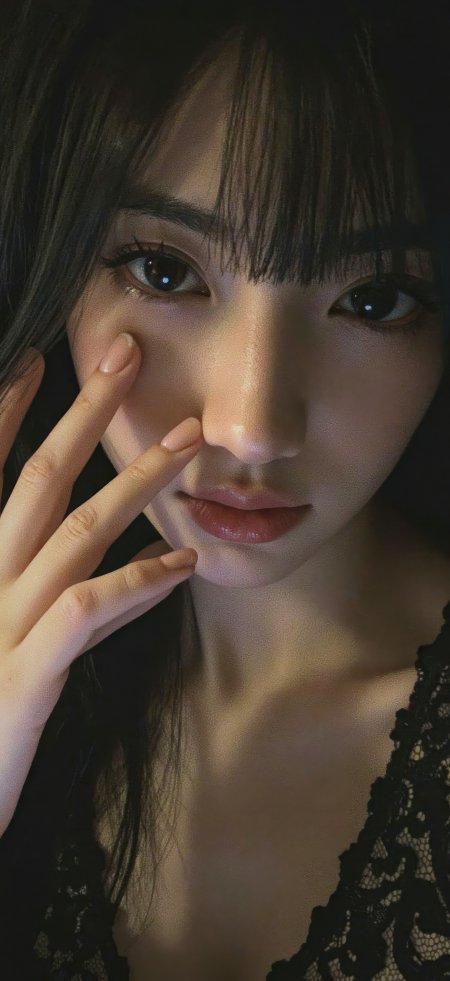 黑发美女蕾丝衣特写性感人物摄影手机壁纸