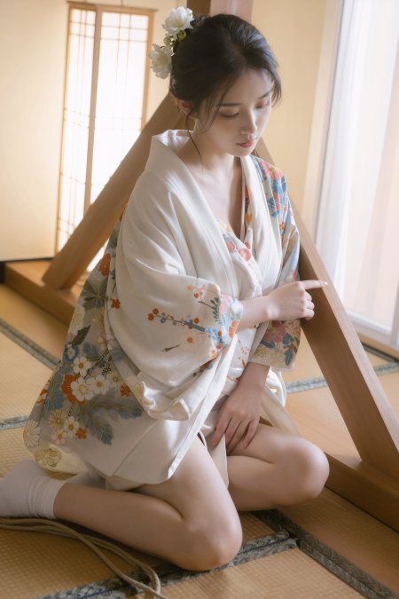 和服少女跪坐榻榻米日式传统服饰文艺人物摄影手机壁纸