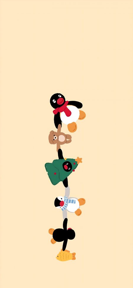 Pingu企鹅家族叠叠乐可爱动漫手机壁纸