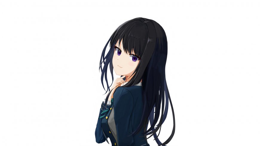 莉可丽丝井之上泷奈黑发紫瞳校服侧脸二次元动漫少女电脑壁纸