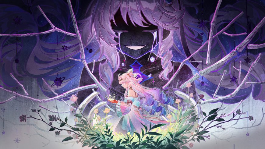 鸣潮达妮娅紫发巨影下捧花梦幻森林奇幻少女动漫电脑壁纸