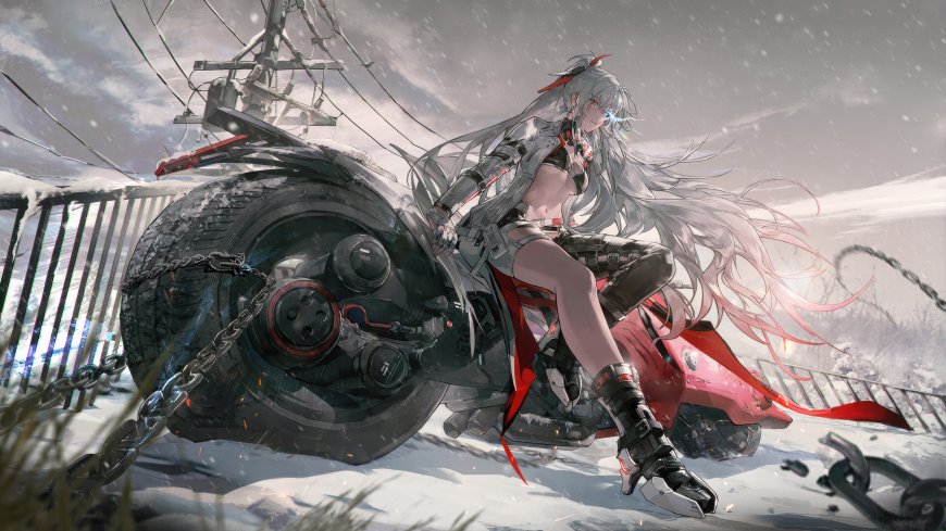 战双帕弥什露西亚深红囚影雪地摩托赛博少女电脑壁纸