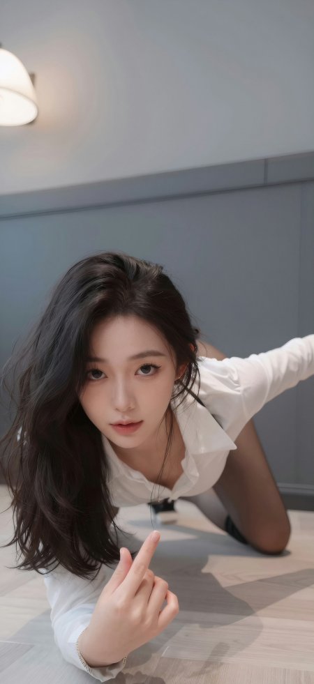 美女白衬衫长发慵懒居家生活摄影人物手机壁纸