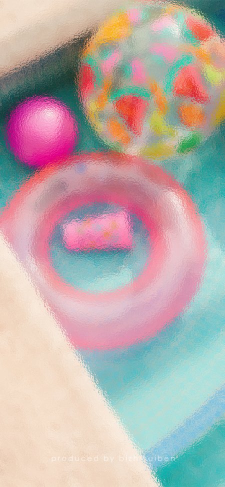 多彩几何球体透过磨砂玻璃光影梦幻抽象艺术手机壁纸