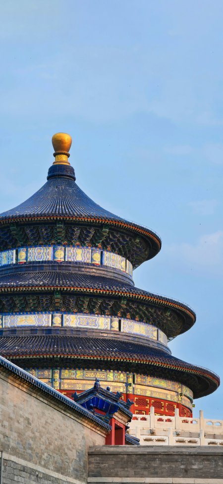北京天坛祈年殿蓝瓦金顶宏伟古建筑风光风景手机壁纸