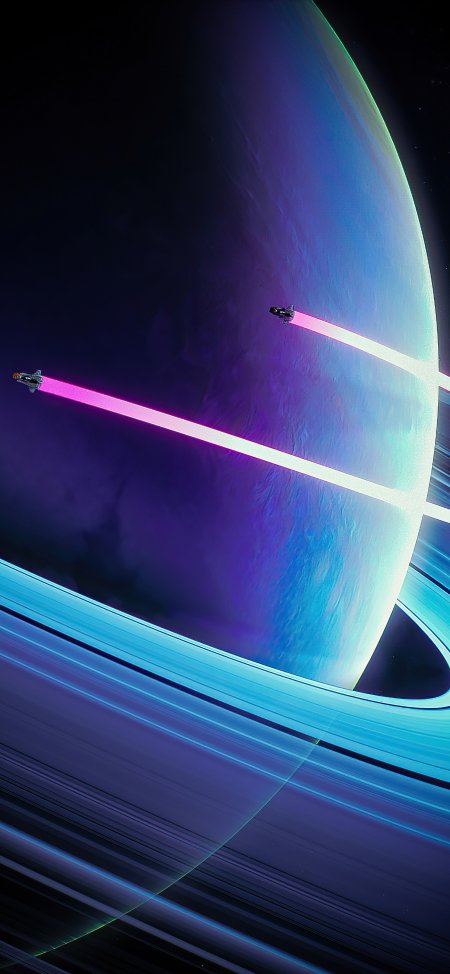 太空飞船穿越紫色星球光环深空探索科幻创意手机壁纸