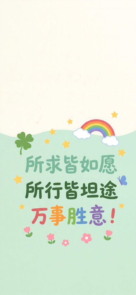 彩虹四叶草万事胜意清新治愈情感文艺手机壁纸