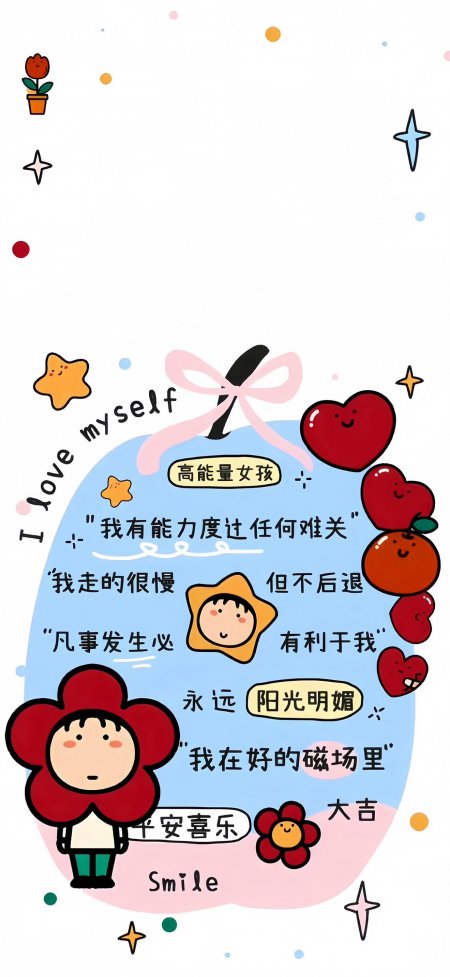 高能量女孩励志语录手绘涂鸦情感文艺手机壁纸