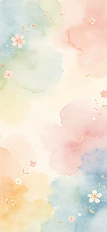 水彩晕染花朵清新淡雅梦幻意境情感文艺手机壁纸