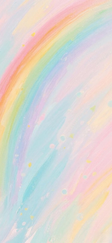 粉蓝渐变油画质感彩虹梦幻少女心插画手机壁纸