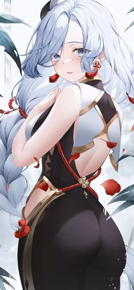 原神申鹤银发露背装回眸姿态动漫手机壁纸
